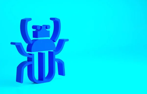 Blue Stink Bug Icon Isoliert Auf Blauem Hintergrund Minimalismus Konzept — Stockfoto