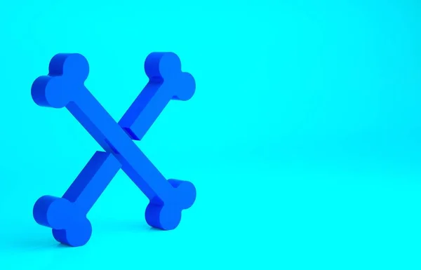 Blue Crossed Menschliche Knochen Symbol Isoliert Auf Blauem Hintergrund Minimalismus — Stockfoto