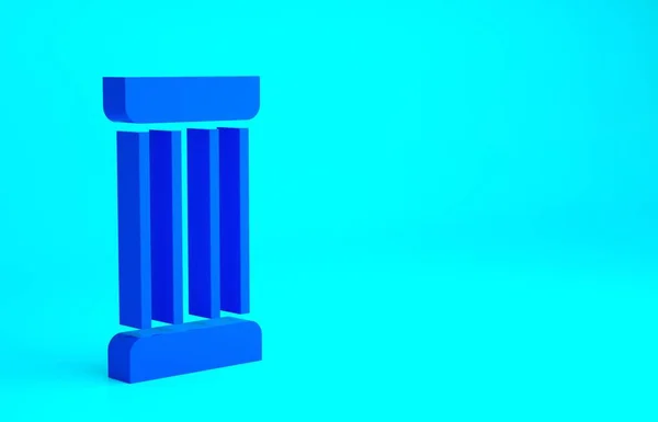 Icono Columna Blue Ancient Aislado Sobre Fondo Azul Concepto Minimalista — Foto de Stock