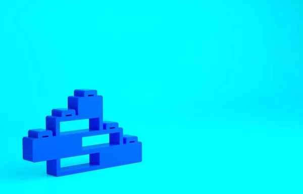 青い背景に隔離された子供のアイコンのための青いおもちゃの建物のブロックレンガ 最小限の概念 3Dイラスト3Dレンダリング — ストック写真