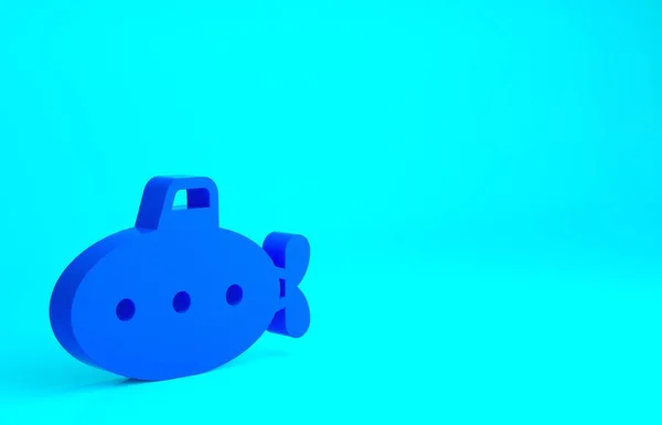 Blue Submarine Toy Icon Isolated Blue Background Minimalism Concept Illustration — Stock Photo, Image