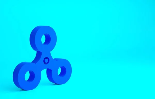 蓝色Fidget纺纱机图标隔离在蓝色背景 减压玩具 时髦的手纺纱机 最低纲领的概念 3D渲染3D插图 — 图库照片