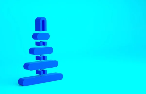 Blaue Pyramide Spielzeug Symbol Isoliert Auf Blauem Hintergrund Minimalismus Konzept — Stockfoto