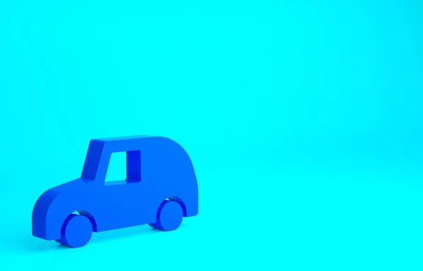 Синий Автомобильный Значок Игрушки Выделен Синем Фоне Концепция Минимализма Рендеринг — стоковое фото