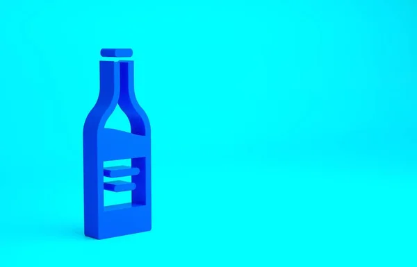 Garrafa Azul Ícone Vinho Isolado Fundo Azul Conceito Minimalismo Ilustração — Fotografia de Stock