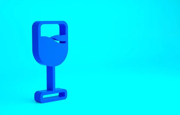 蓝色酒杯图标隔离在蓝色背景上 Wineglass图标高脚杯符号 玻璃器皿标志 复活节快乐最低纲领的概念 3D渲染3D插图 — 图库照片