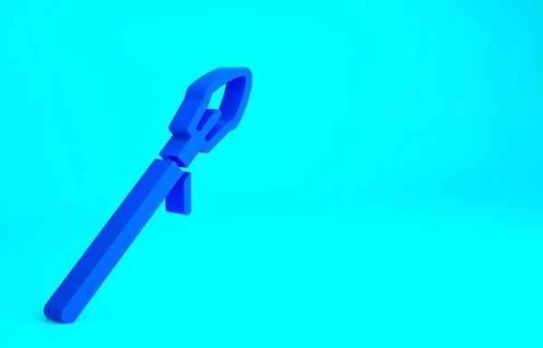 Kék Középkori Lándzsa Ikon Elszigetelt Kék Háttérrel Középkori Fegyver Minimalizmus — Stock Fotó