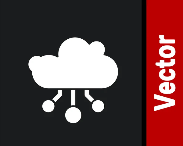 Icono de Internet de las cosas en blanco aislado sobre fondo negro. Concepto de diseño de computación en nube. Conexión de red digital. Vector — Vector de stock