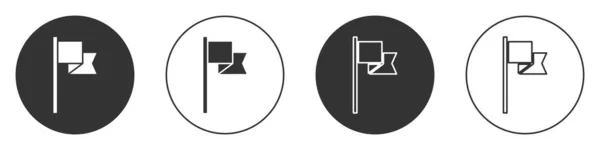 Icona Bandiera nera isolata su sfondo bianco. Il simbolo del segnaposto. Pulsante cerchio. Vettore — Vettoriale Stock