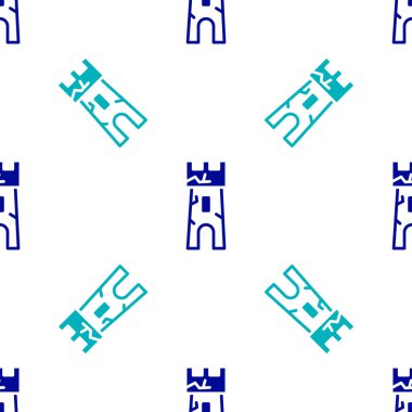 Mavi Kale ikonu beyaz arka planda izole edilmiş pürüzsüz desen. Kale işareti. Vektör