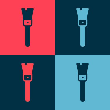 Pop sanat fırçası ikonu renk arkaplanında izole edilmiş. Kazılar sırasında sanatçılar, arkeologlar ve temizlik için. Vektör