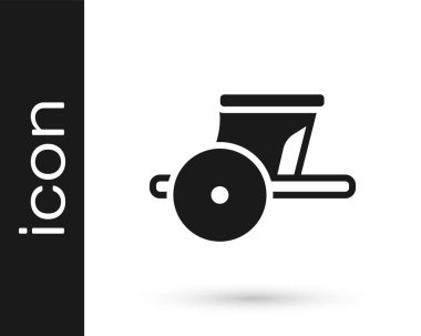 Siyah Antik Yunan savaş arabası simgesi beyaz arka planda izole edildi. Vektör