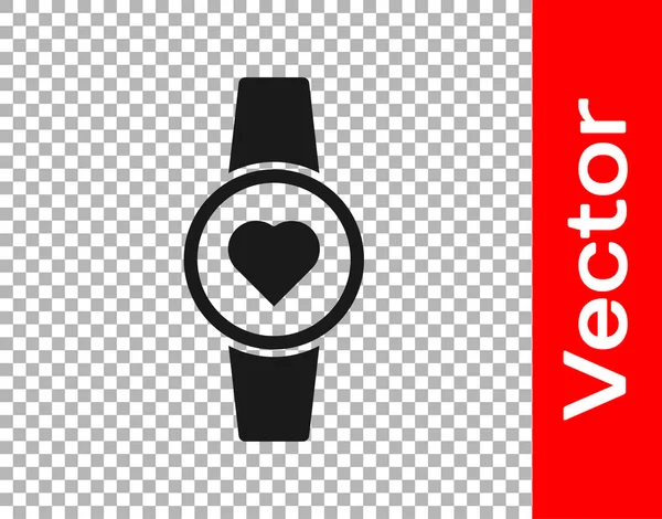 Icono de smartwatch negro aislado sobre fondo transparente. Vector — Vector de stock