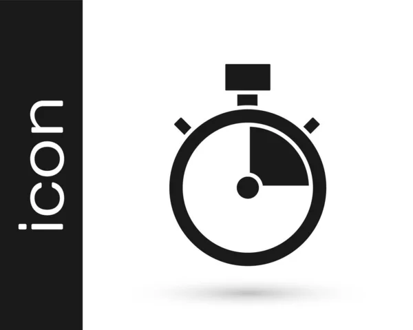 Icona cronometro nero isolato su sfondo bianco. Un timer temporale. Segno cronometro. Vettore — Vettoriale Stock