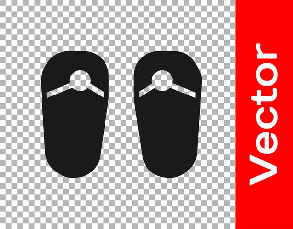 Icono de chanclas negras aisladas sobre fondo transparente. Cartel de zapatillas de playa. Vector — Archivo Imágenes Vectoriales