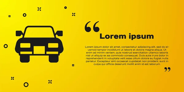 Zwarte auto pictogram geïsoleerd op gele achtergrond. Vector — Stockvector