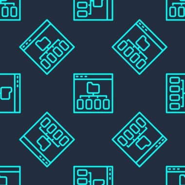 Yeşil çizgi Tarayıcı dosya simgesi mavi arkaplanda izole edilmiş pürüzsüz desen. Vektör