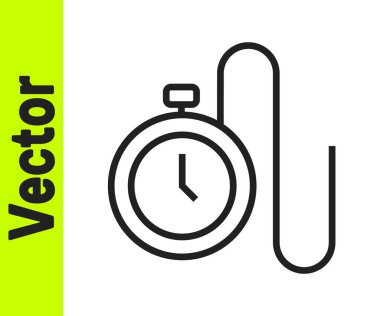 Beyaz arka planda izole edilmiş bir simge zinciri olan siyah çizgi izleme. Vektör