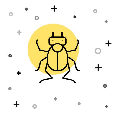 Siyah çizgi böceği simgesi beyaz arkaplanda izole edildi. Rastgele dinamik şekiller. Vektör