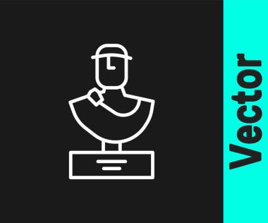 Beyaz çizgi Eskiler 'in büst heykel simgesi siyah arka planda izole edilmiş. Vektör