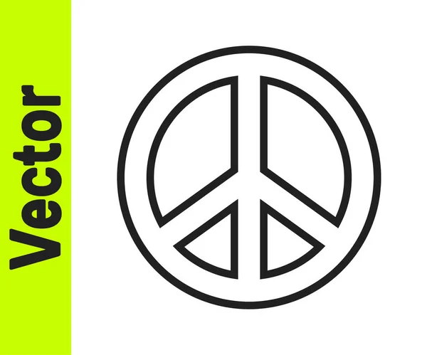 Ligne noire Icône de paix isolée sur fond blanc. Symbole hippie de paix. Vecteur — Image vectorielle