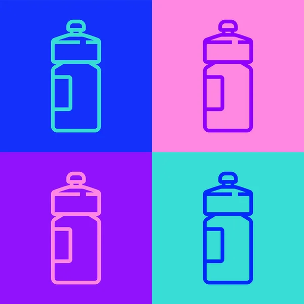 Pop art line Fitness shaker icon isolated on color background. Sports shaker bottle with lid for water and protein cocktails. Vector — Stock Vector