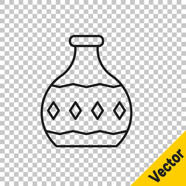 Icono de botella de tequila de línea negra aislado sobre fondo transparente. Bebida de alcohol mexicano. Vector — Vector de stock