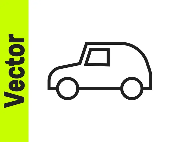 Icono de coche de juguete de línea negra aislado sobre fondo blanco. Vector — Vector de stock