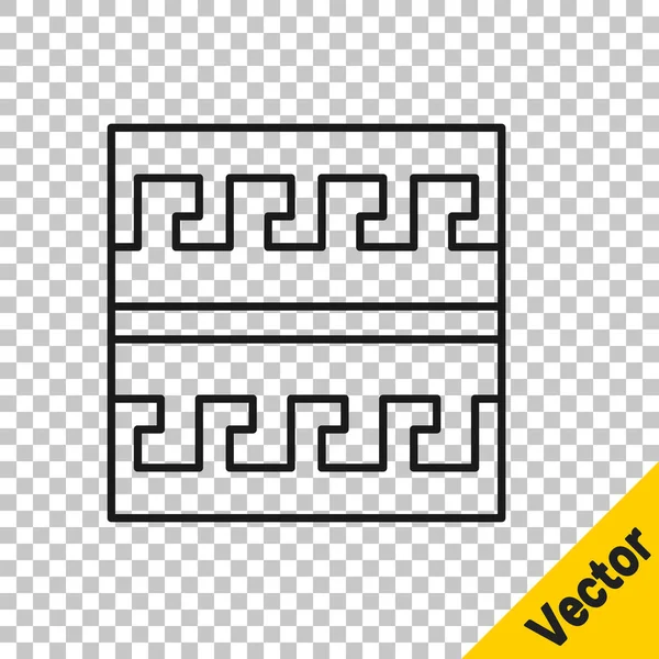 Línea negra Icono de patrón griego antiguo aislado sobre fondo transparente. Vector — Vector de stock