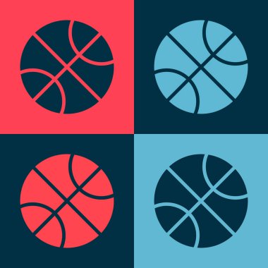 Pop Art Basketbol ikonu renk arkaplanında izole edilmiş. Spor sembolü. Vektör İllüstrasyonu