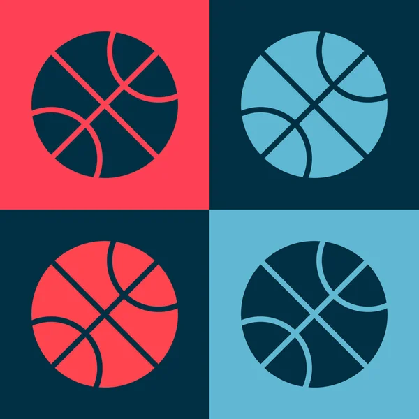 Pop art icône de ballon de basket isolé sur fond de couleur. Symbole sportif. Illustration vectorielle — Image vectorielle