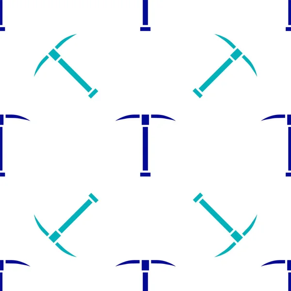Blaues Pickaxe-Symbol isoliert nahtlose Muster auf weißem Hintergrund. Vektorillustration — Stockvektor