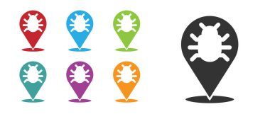 Siyah Sistem hata konsepti simgesi beyaz arkaplanda izole edildi. Kod hatası konsepti. Sistemde hata var. Böcek araması. Simgeleri renklendirin. Vektör