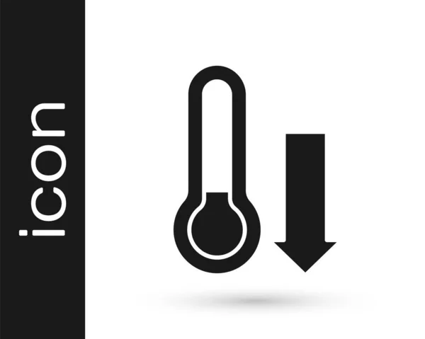 Termómetro de meteorología negra que mide el icono aislado sobre fondo blanco. Equipo de termómetro que muestra clima caliente o frío. Vector — Vector de stock