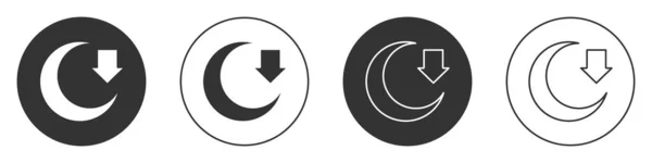 Icono de Luna Negra aislado sobre fondo blanco. Botón de círculo. Vector — Vector de stock