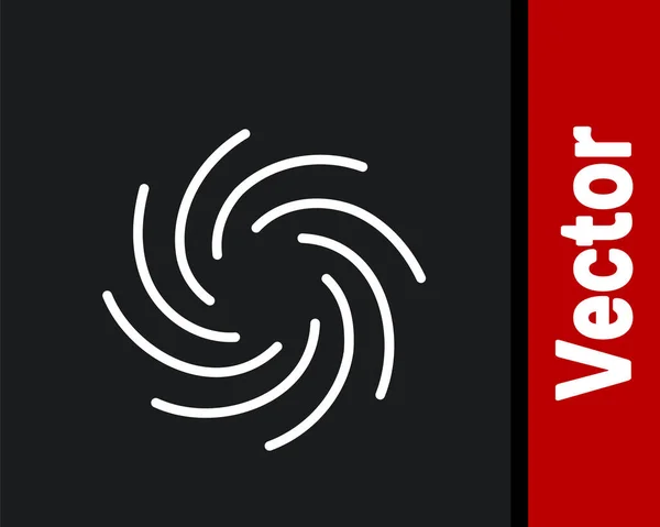 Fehér Tornádó ikon elszigetelt fekete háttérrel. Ciklon, forgószél, vihar tölcsér, hurrikán szél vagy forgószél ikon. Vektor — Stock Vector