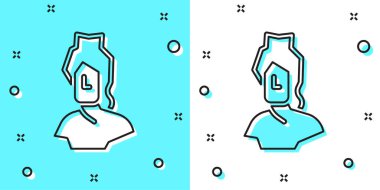 Siyah çizgi Kadim büst heykel simgesi yeşil ve beyaz arka planda izole. Rastgele dinamik şekiller. Vektör