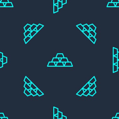 Yeşil çizgi altın çubuk simgesi mavi arkaplanda izole edilmiş pürüzsüz desen. Bankacılık işi konsepti. Vektör İllüstrasyonu