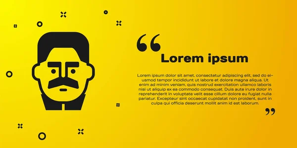 Black Portrait of Joseph Stalin icon isolated on yellow background. Vector — Stock Vector