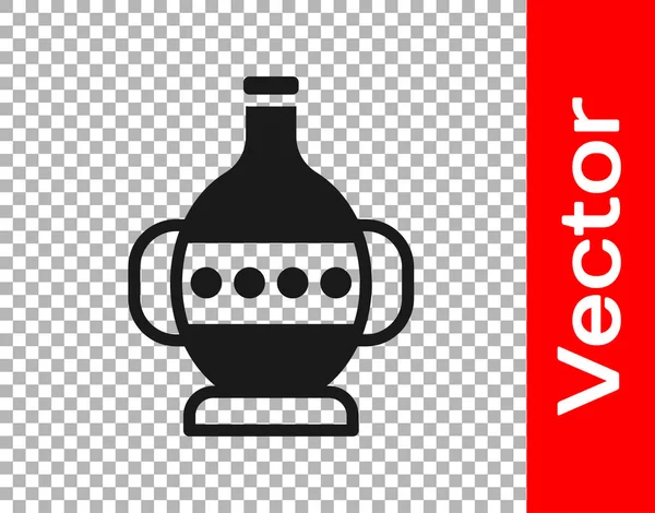 Schwarze antike Amphoren Ikone isoliert auf transparentem Hintergrund. Vektor — Stockvektor