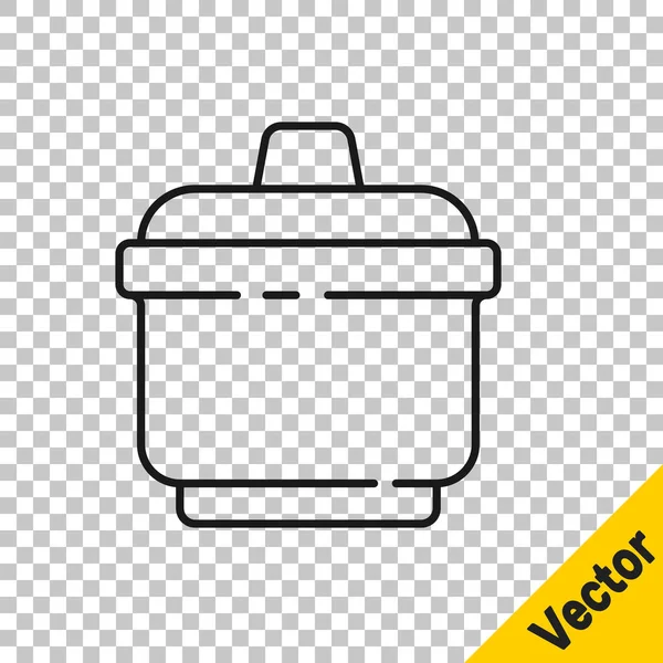 Schwarze Linie Kochtopfsymbol isoliert auf transparentem Hintergrund. Kochen oder schmoren Lebensmittel Symbol. Vektorillustration — Stockvektor