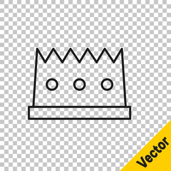 Icono corona King línea negra aislado sobre fondo transparente. Vector — Vector de stock