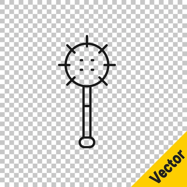 Línea negra Icono de bola de maza encadenada medieval aislado sobre fondo transparente. Arma medieval. Vector — Vector de stock