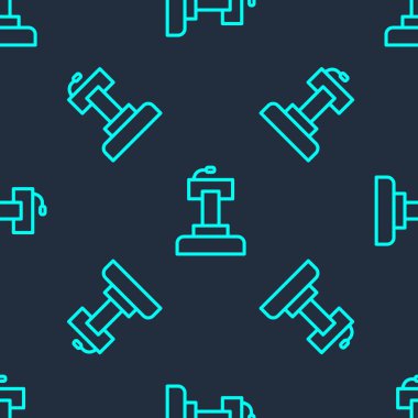 Yeşil çizgi sahnesi veya münazara kürsüsü ikonu mavi arka planda izole edilmiş pürüzsüz desen. Konferans konuşma tribünü. Vektör