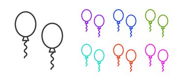 Beyaz arka planda izole edilmiş siyah çizgi balonları. Simgeleri renklendirin. Vektör