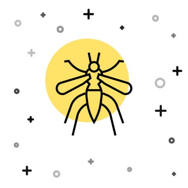 Siyah çizgi sivrisinek simgesi beyaz arkaplanda izole edildi. Rastgele dinamik şekiller. Vektör