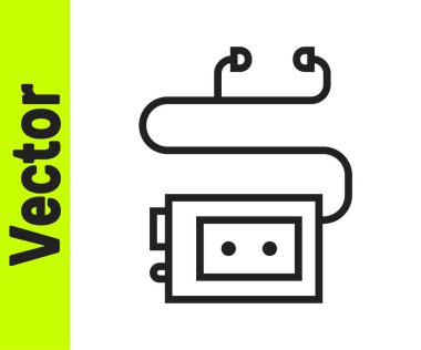 Siyah çizgi müze ses rehberi simgesi beyaz arkaplanda izole edildi. Gezintiler için kulaklık. Vektör