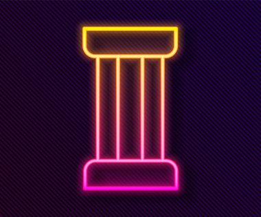Parlayan neon çizgisi Eskiler sütun simgesi siyah arkaplanda izole edildi. Vektör