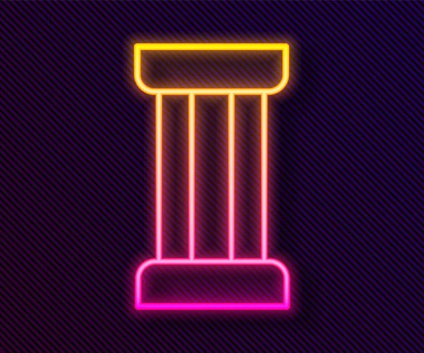 Gloeiende neon lijn Oude kolom pictogram geïsoleerd op zwarte achtergrond. Vector — Stockvector