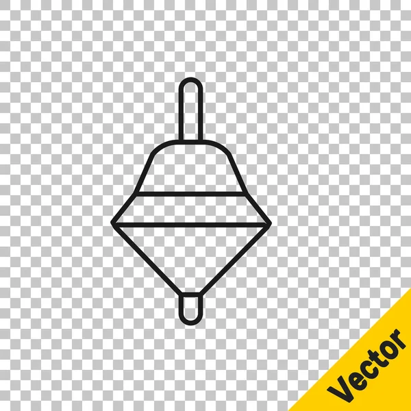 Línea negra Whirligig juguete icono aislado sobre fondo transparente. Vector — Vector de stock